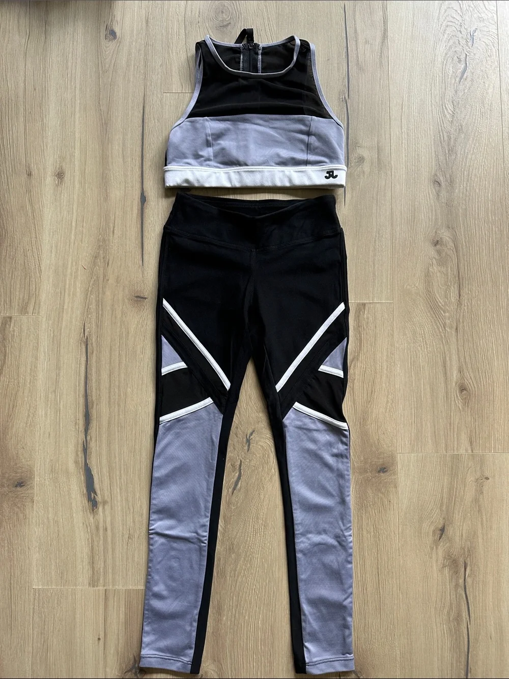 Junior Dance Crop Top & Leggings Set - Black and Lavender